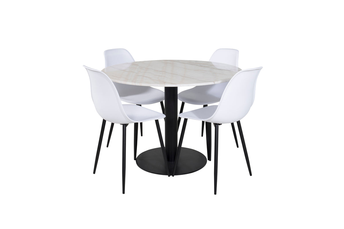 Venture Design Polar & Estelle Matstolar Vit + Matbord ⌀106