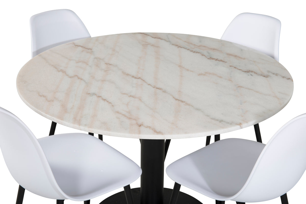 Venture Design Polar & Estelle Matstolar Vit + Matbord ⌀106