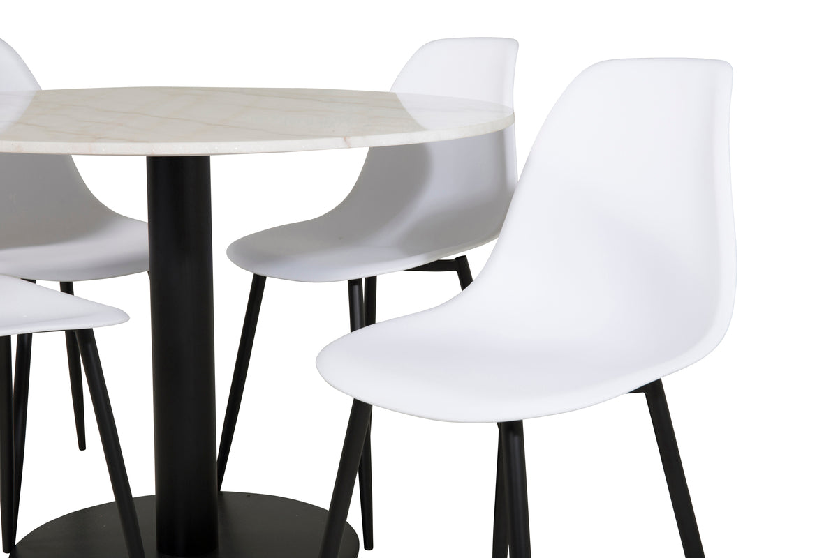 Venture Design Polar & Estelle Matstolar Vit + Matbord ⌀106