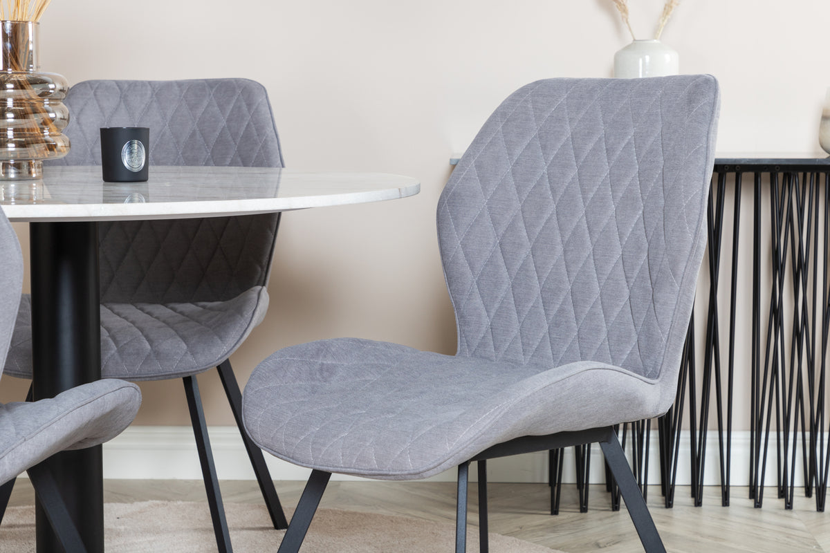 Venture Design Gemma & Estelle Matstolar 2-pack Grå + Runda Matbord ⌀106 Vit