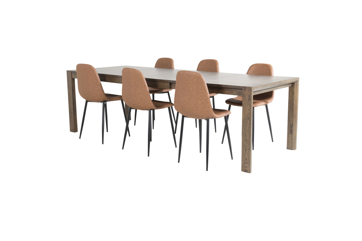 Venture Design Slider & Polar Matbord 250*95*75 + Matstolar Brun