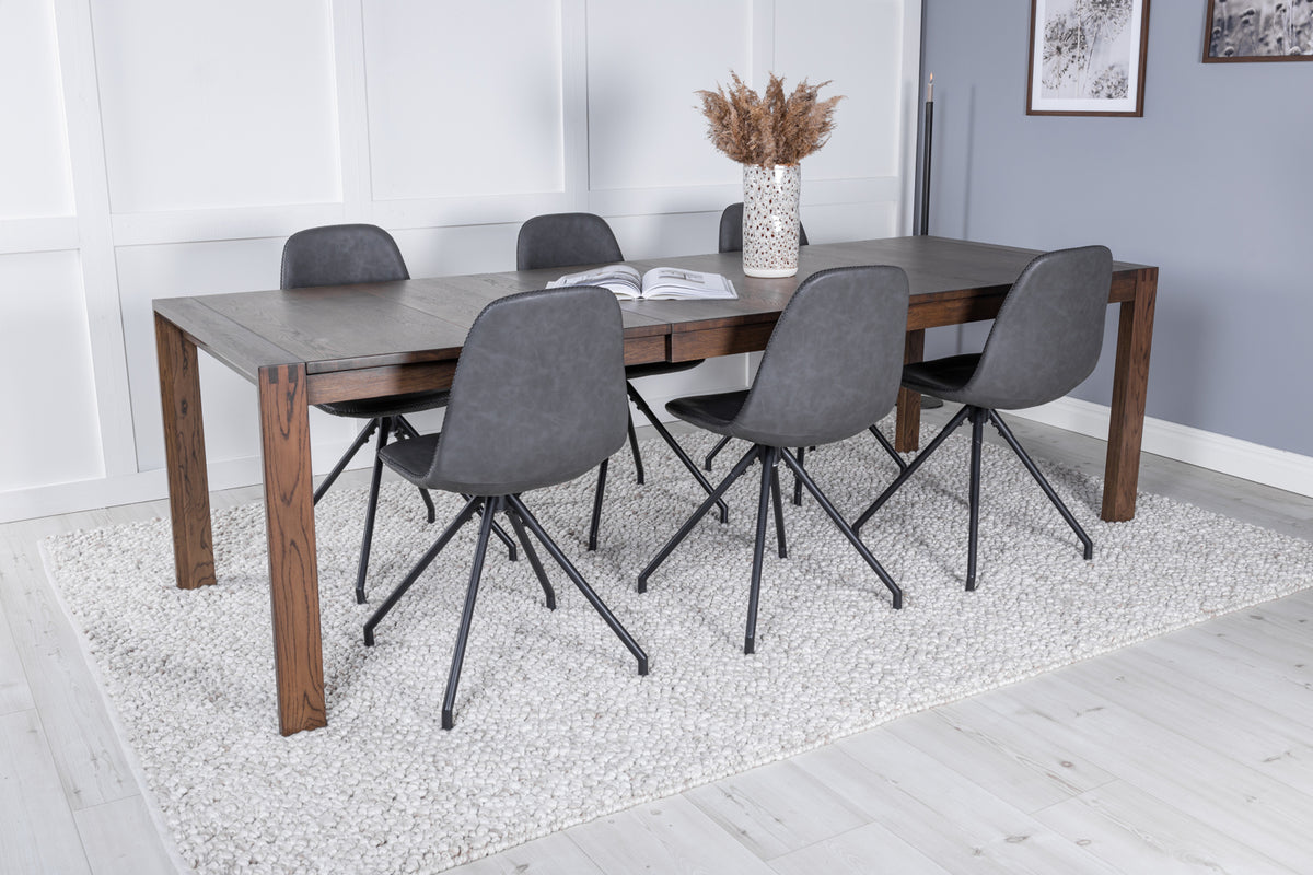 Venture Design Slider & Polar Matbord 250*95*75 + Matstolar Svart