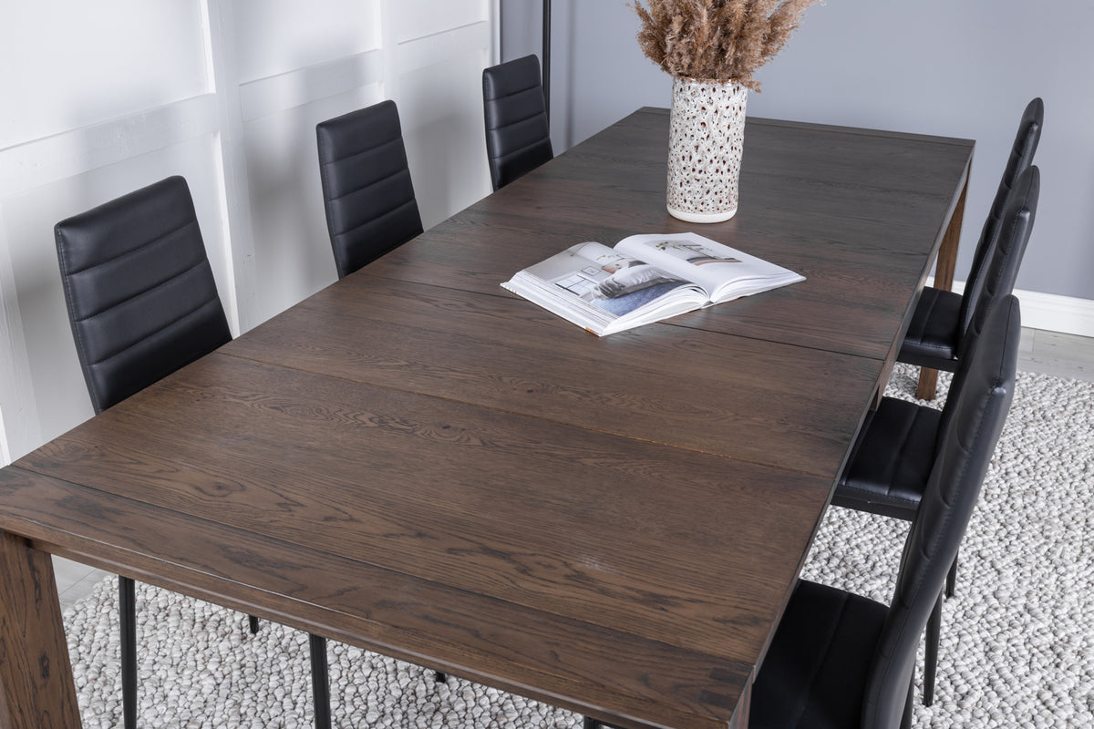 Venture Design Slider & Slim Matbord 250*95*75 + Matstolar Svart