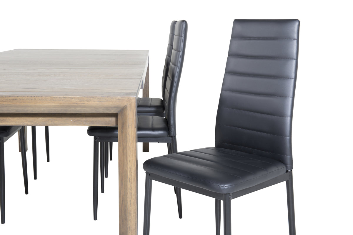Venture Design Slider & Slim Matbord 250*95*75 + Matstolar Svart