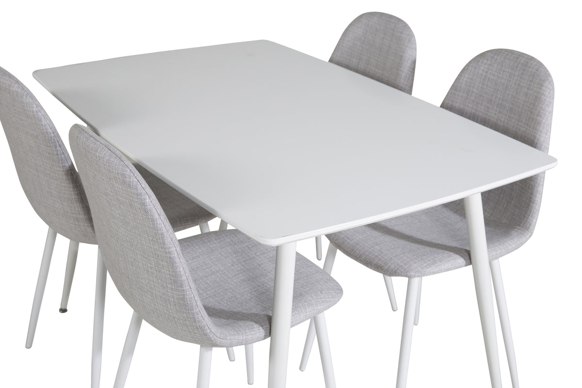 Venture Design Polar Rektangulära Matbord 120 x 75 Vit + Matstolar 2-pack Grå