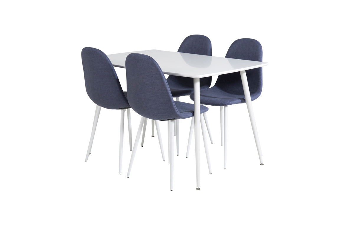 Venture Design Polar Rektangulära Matbord 120 x 75 Vit + Matstolar 2-pack Blå