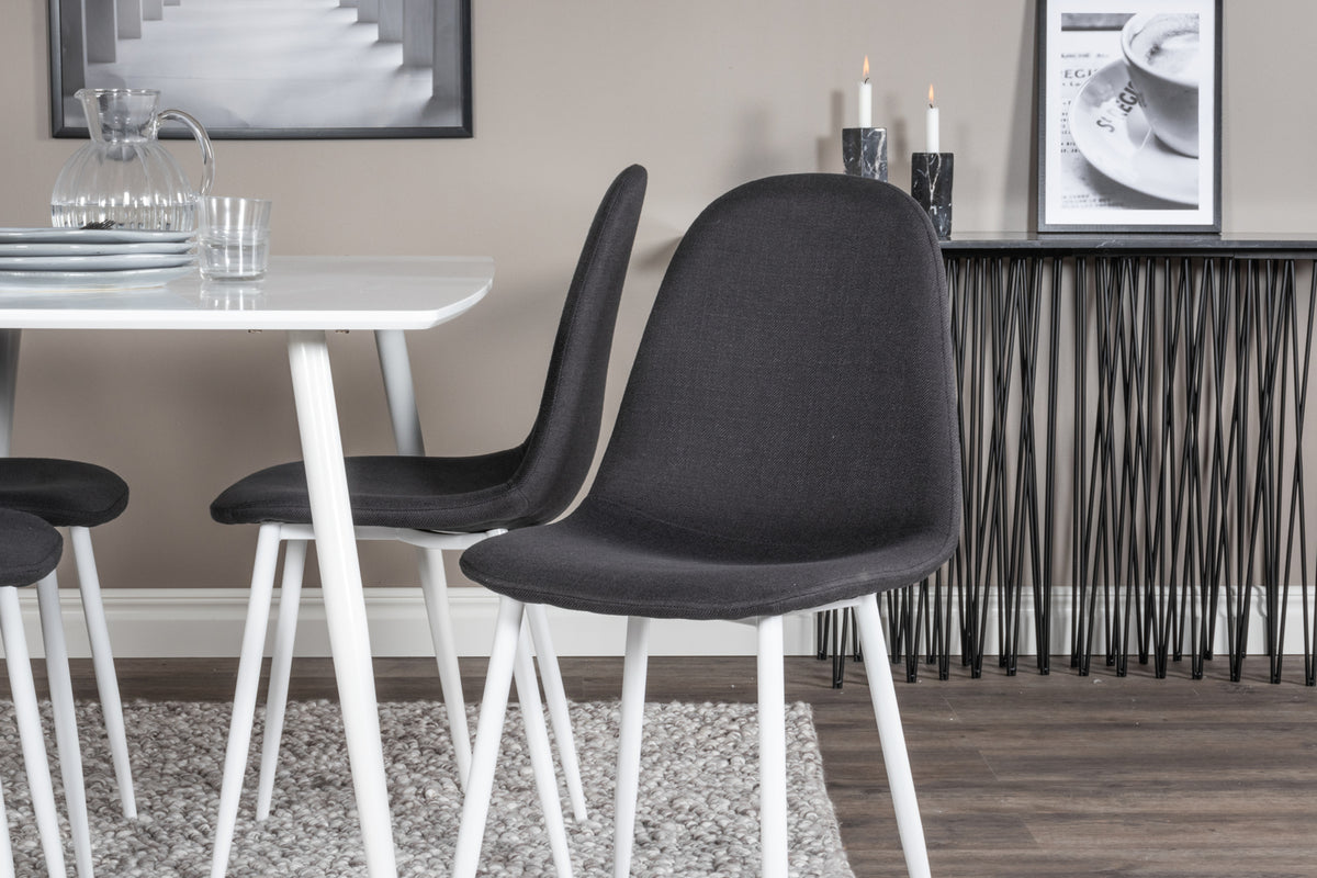 Venture Design Polar Rektangulära Matbord 120 x 75 Vit + Matstolar 2-pack Svart