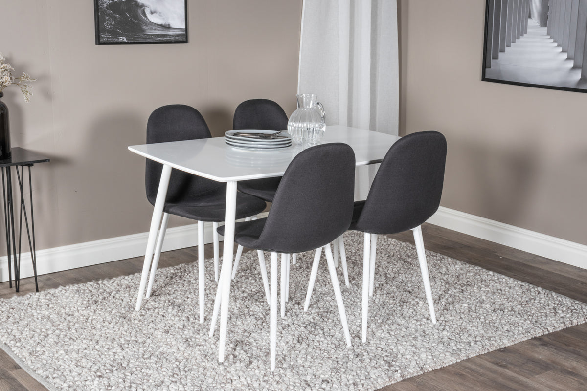 Venture Design Polar Rektangulära Matbord 120 x 75 Vit + Matstolar 2-pack Svart