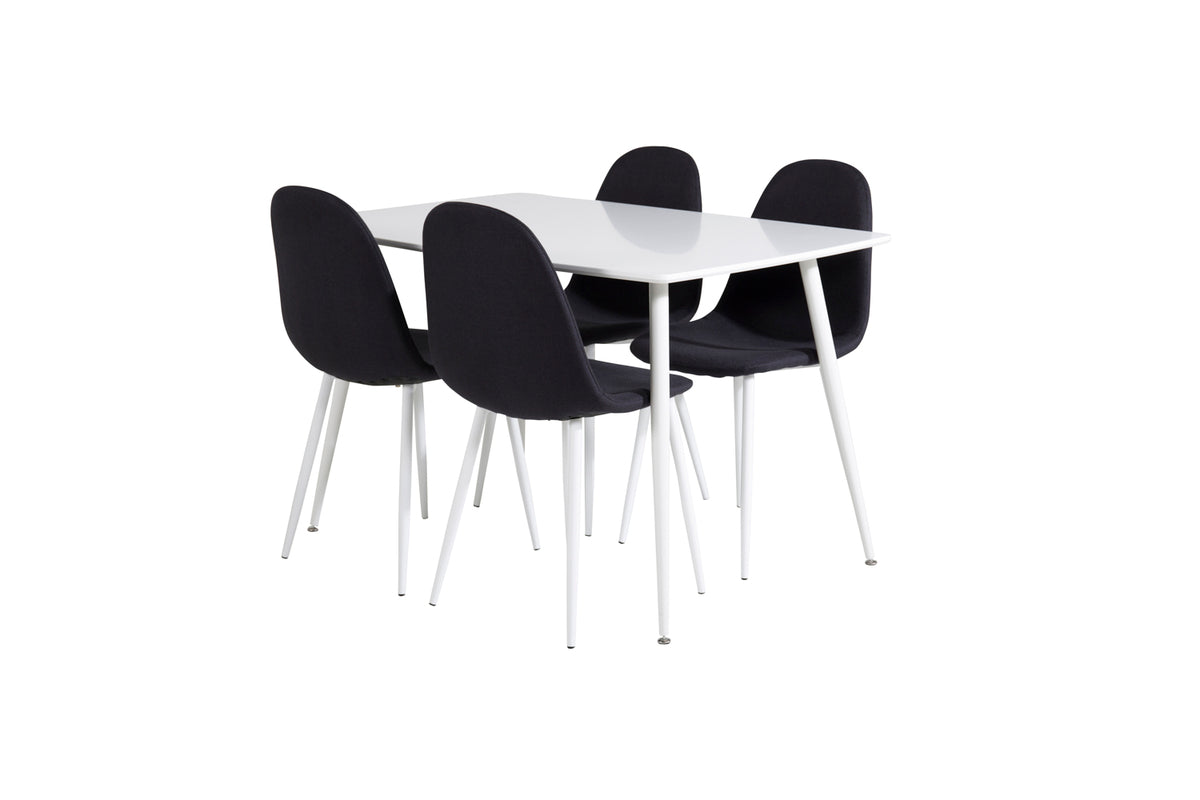 Venture Design Polar Rektangulära Matbord 120 x 75 Vit + Matstolar 2-pack Svart