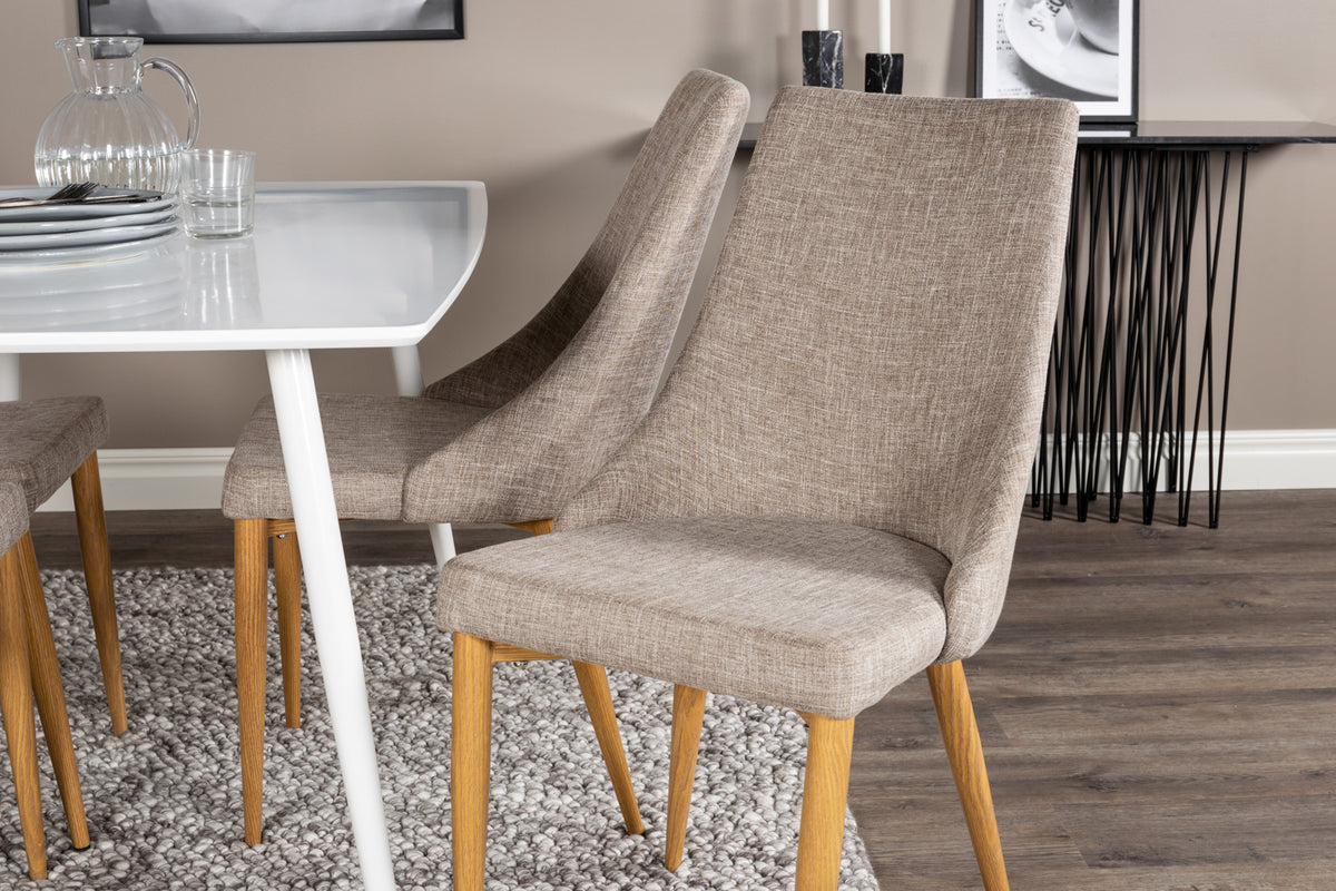 Venture Design Leone & Polar Matstolar 2-pack Ljusgrå + Rektangulära Matbord 120 x 75 Vit