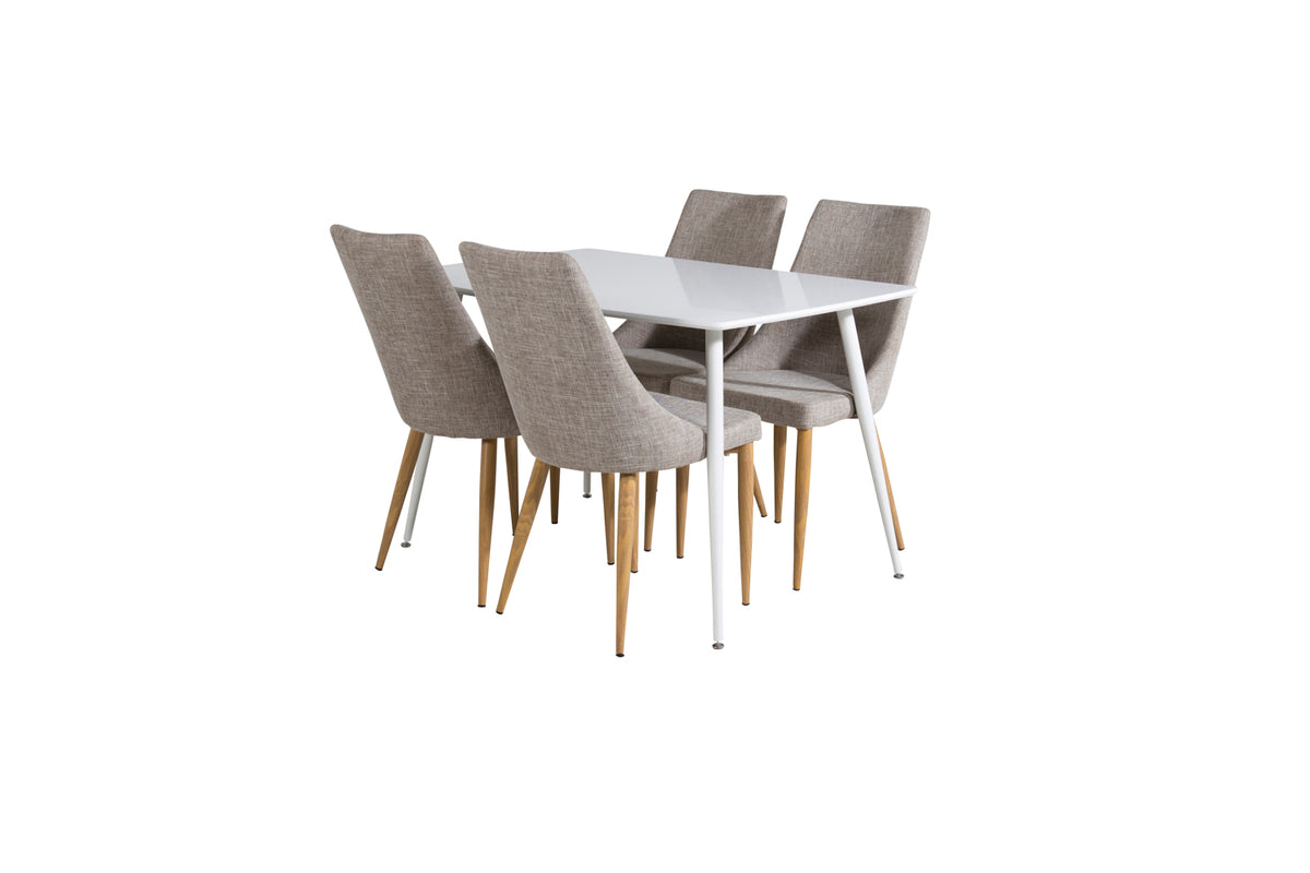 Venture Design Leone & Polar Matstolar 2-pack Ljusgrå + Rektangulära Matbord 120 x 75 Vit