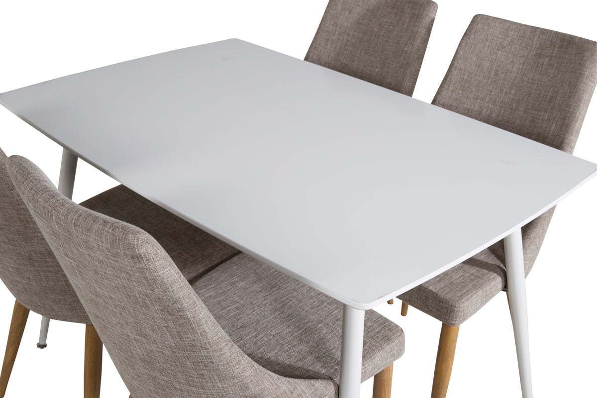 Venture Design Leone & Polar Matstolar 2-pack Ljusgrå + Rektangulära Matbord 120 x 75 Vit