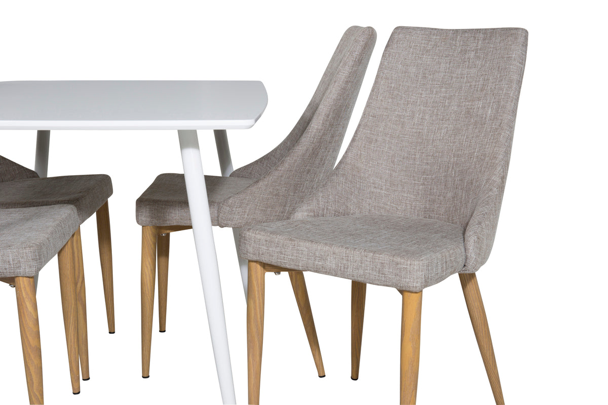 Venture Design Leone & Polar Matstolar 2-pack Ljusgrå + Rektangulära Matbord 120 x 75 Vit