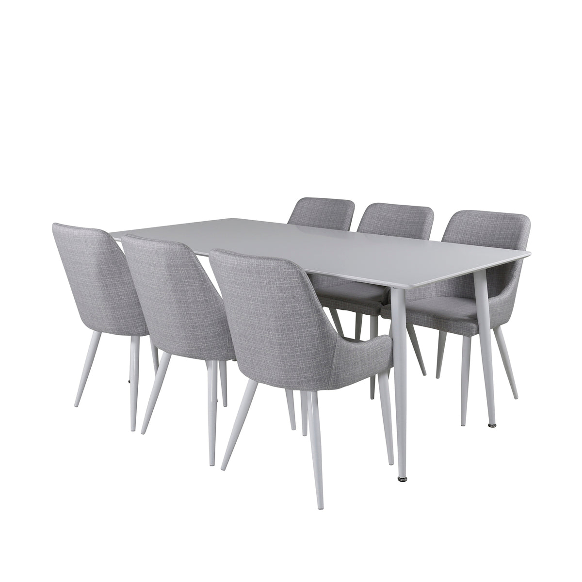 Venture Design Plaza & Polar Matstolar 2-pack Grå + Rektangulära Matbord 180 x 90 Vit