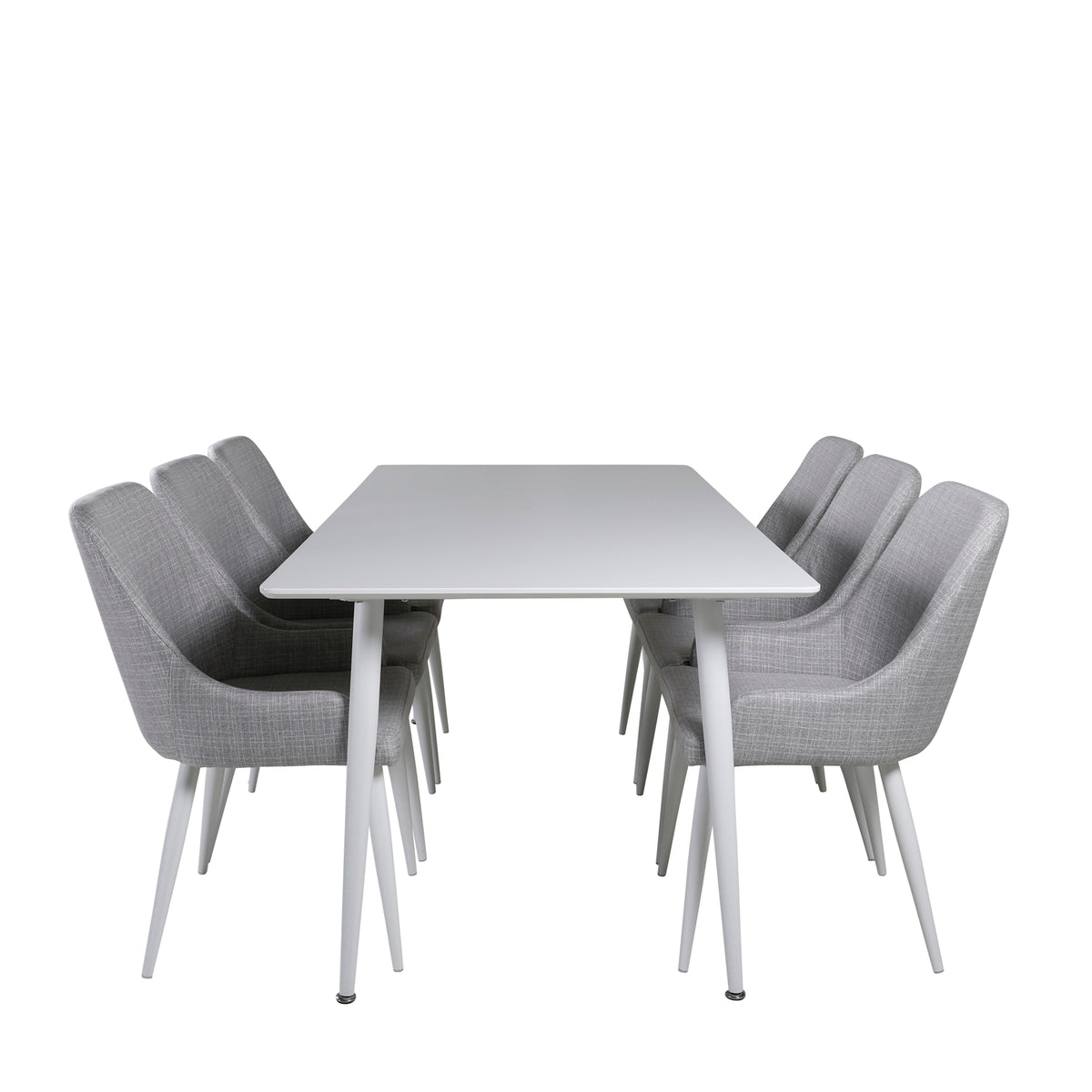 Venture Design Plaza & Polar Matstolar 2-pack Grå + Rektangulära Matbord 180 x 90 Vit