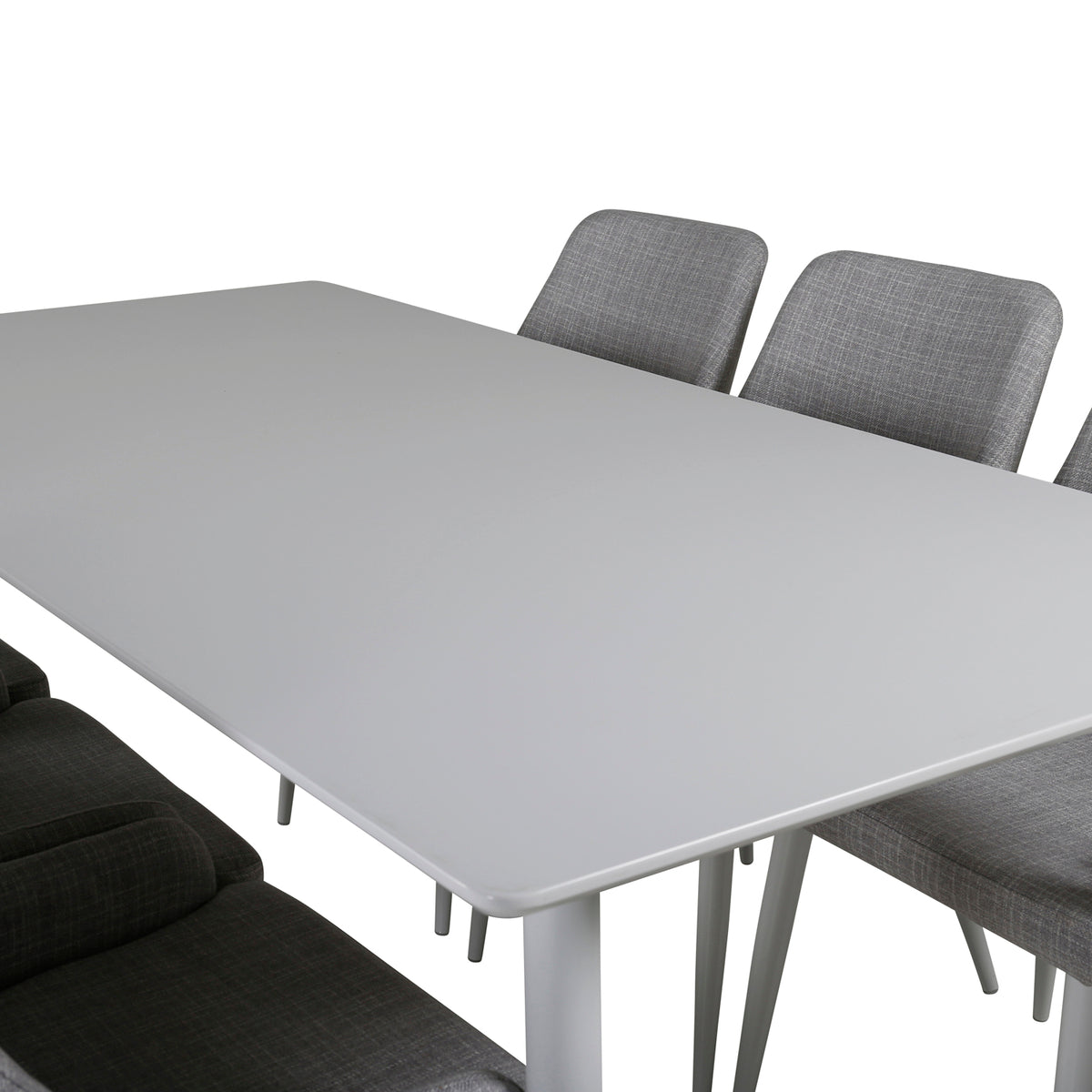 Venture Design Plaza & Polar Matstolar 2-pack Grå + Rektangulära Matbord 180 x 90 Vit