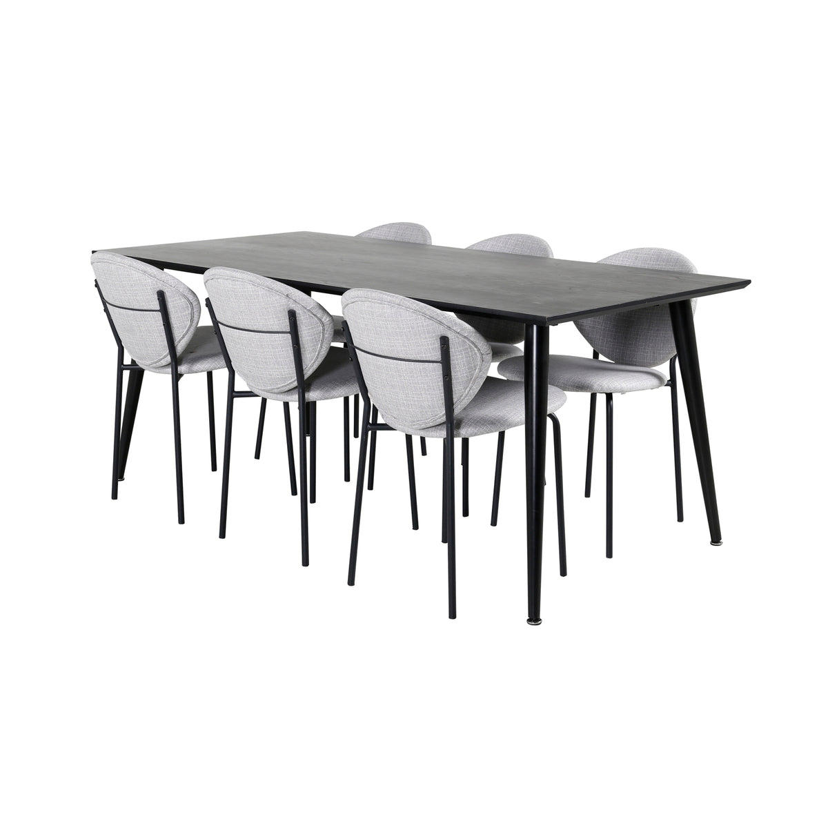 Venture Design Vault & Dipp Matstolar 2-pack Grå + Rektangulära Matbord 180 x 90 Svart