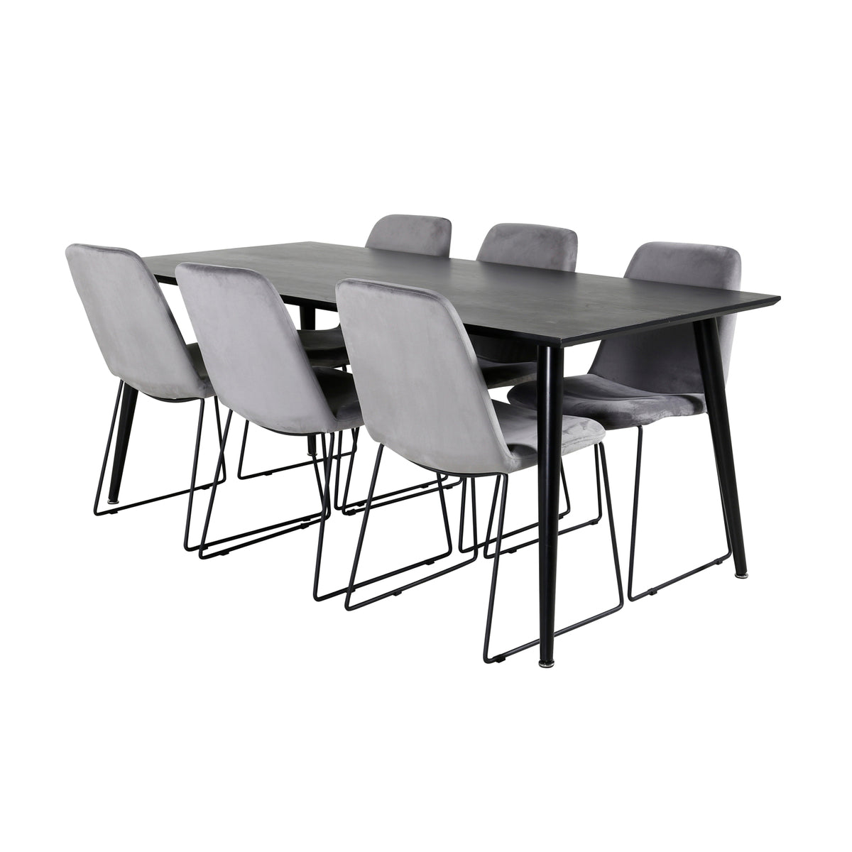 Venture Design Muce & Dipp Matstolar 2-pack Grå + Rektangulära Matbord 180 x 90 Svart