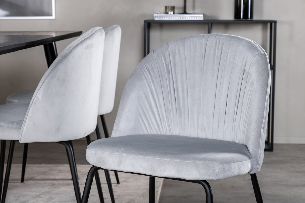 Venture Design Wrinkles & Dipp Matstolar 2-pack Grå + Rektangulära Matbord 180 x 90 Svart