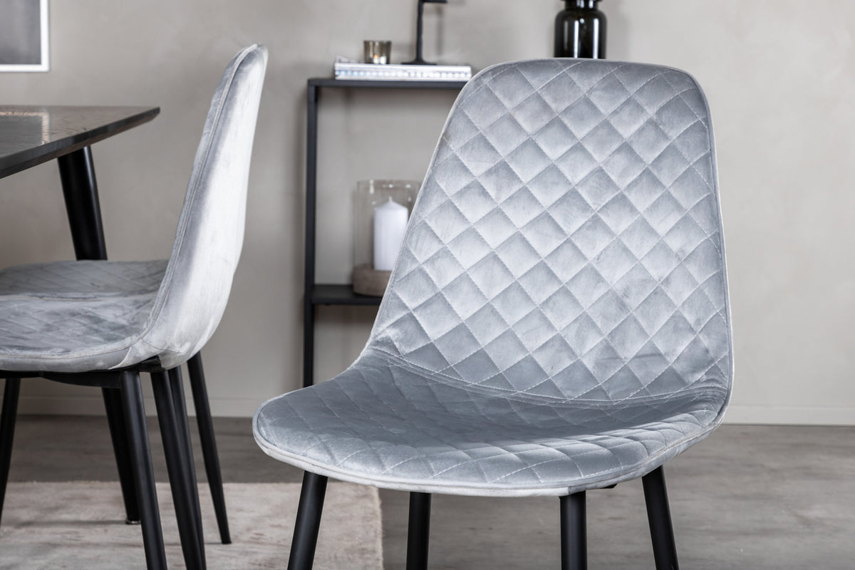 Venture Design Dipp & Polar Rektangulära Matbord 180 x 90 Svart + Matstolar 2-pack Grå