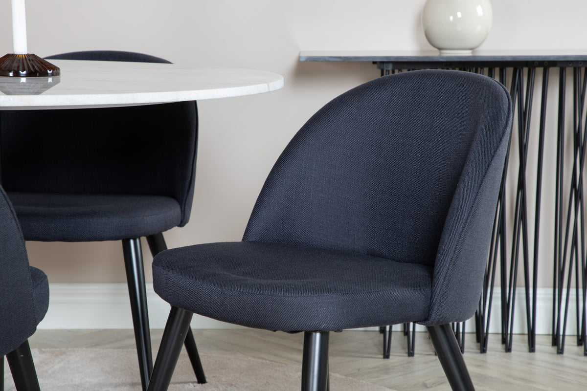 Venture Design Velvet & Estelle Matstolar Svart + Matbord ⌀106