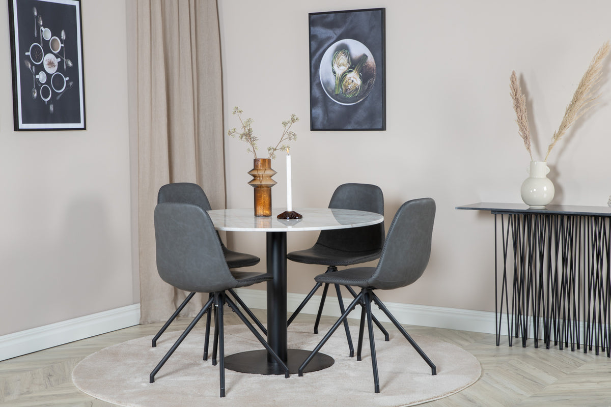 Venture Design Polar & Estelle Matstolar Svart + Matbord ⌀106