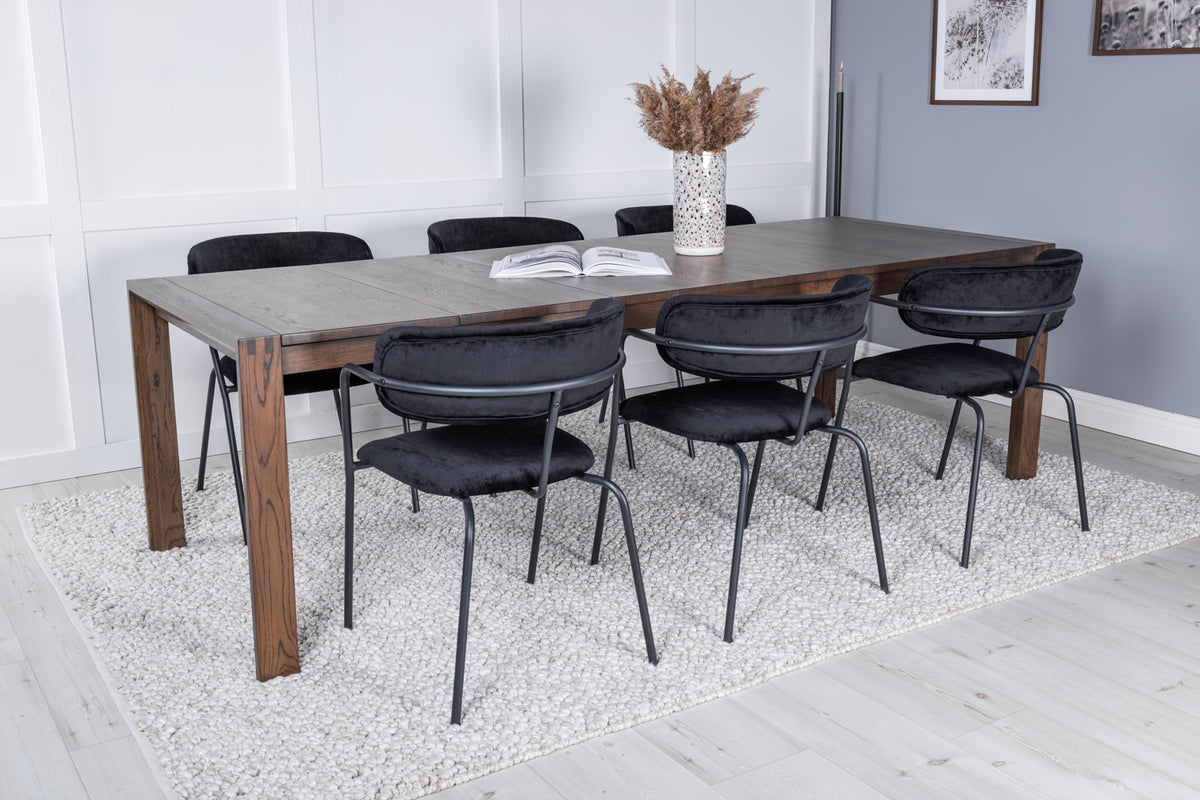 Venture Design Slider & Arrow Matbord 250*95*75 + Matstolar Svart
