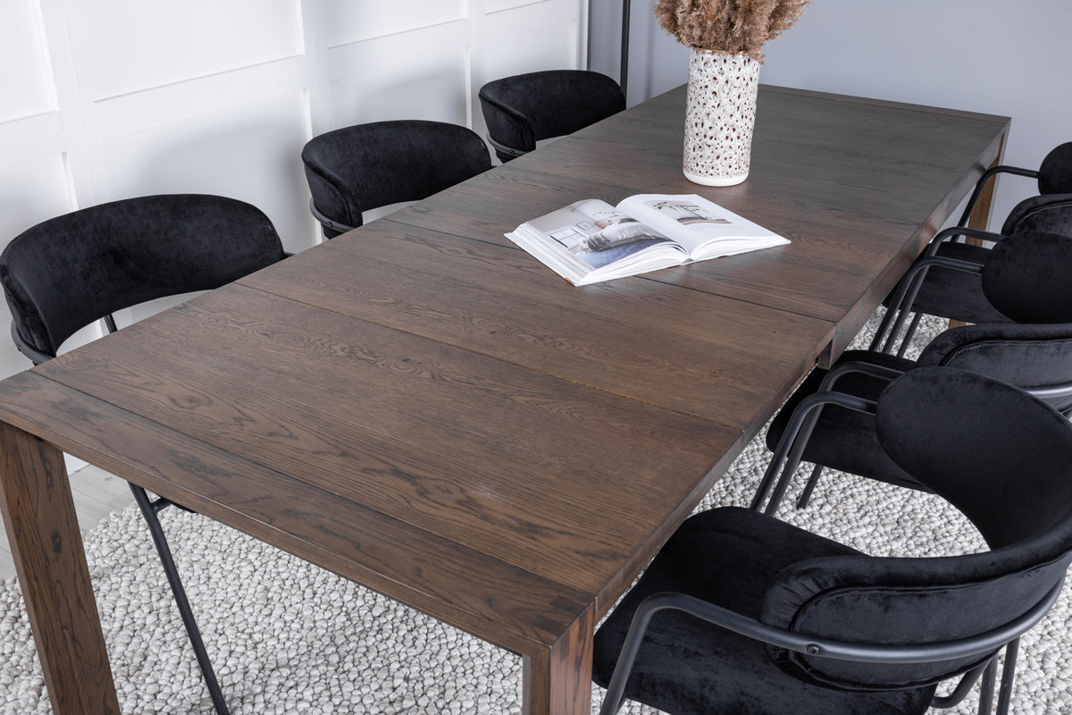 Venture Design Slider & Arrow Matbord 250*95*75 + Matstolar Svart