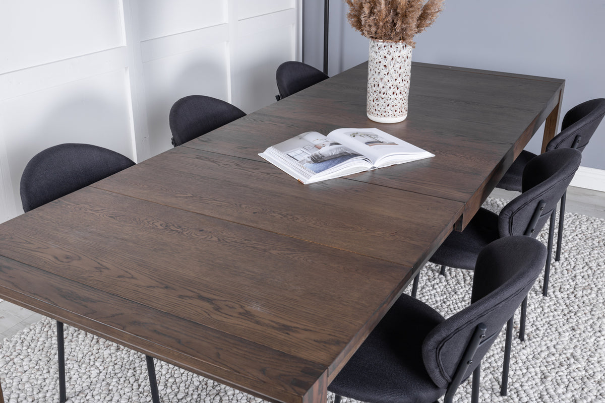 Venture Design Slider & Vault Rektangulära Matbord 170 x 95 Natur + Matstolar 2-pack Svart