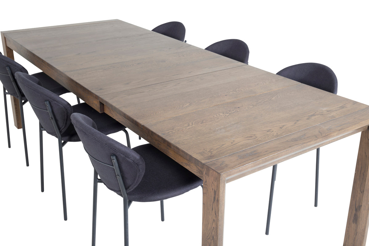 Venture Design Slider & Vault Rektangulära Matbord 170 x 95 Natur + Matstolar 2-pack Svart