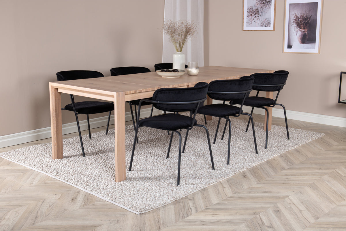Venture Design Slider & Arrow Rektangulära Matbord 170 x 95 Vitputsad + Matstolar 2-pack Svart