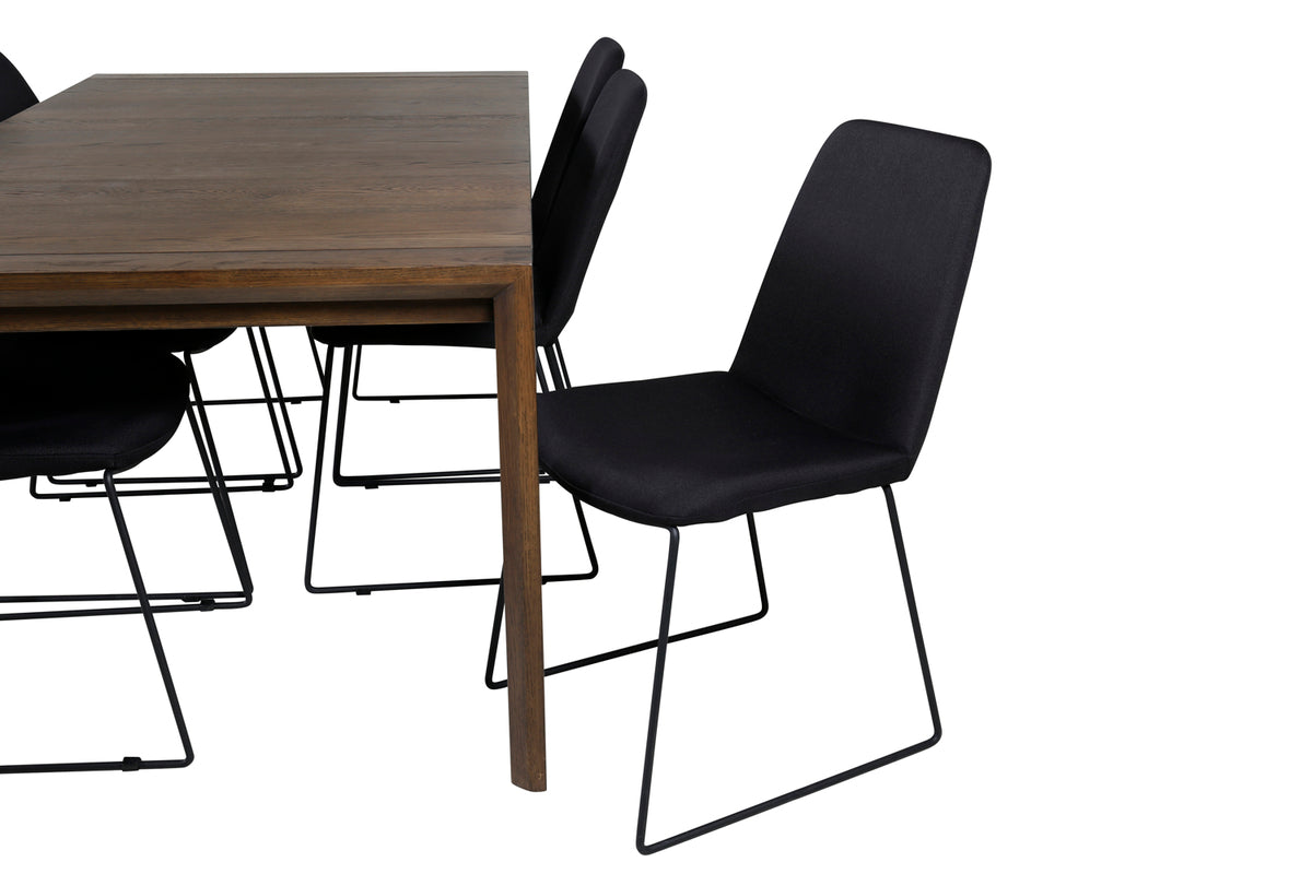 Venture Design Slider & Muce Rektangulära Matbord 170 x 95 Natur + Matstolar 2-pack Svart
