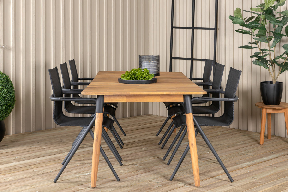 Venture Design Julian & Alina Matbord 210x100 + Matstolar Svart