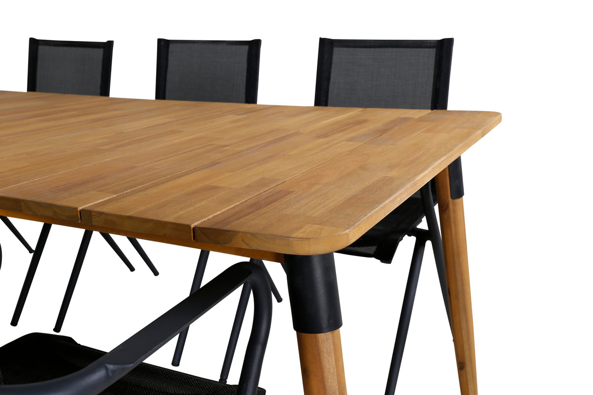 Venture Design Julian & Alina Matbord 210x100 + Matstolar Svart