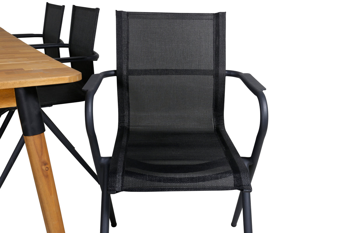 Venture Design Julian & Alina Matbord 210x100 + Matstolar Svart