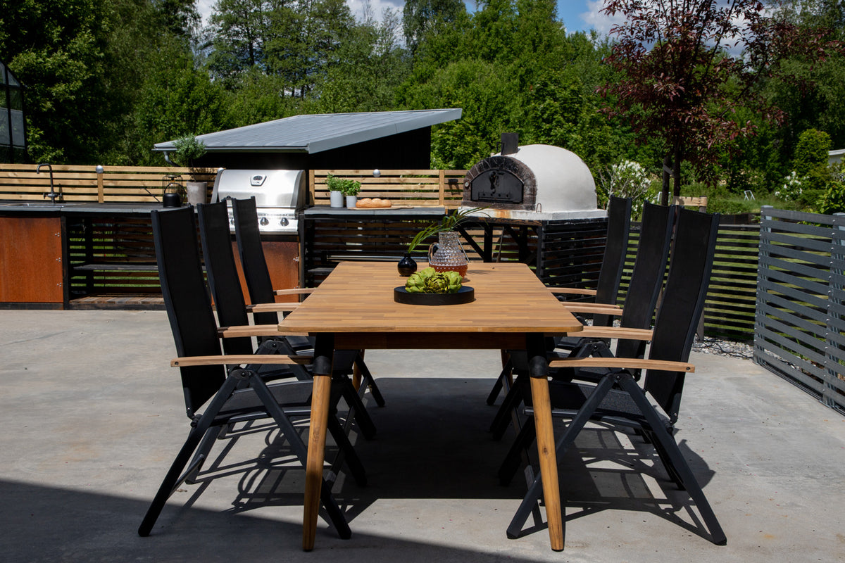 Venture Design Julian & Panama Matbord 210x100 + Positionsstolar Svart