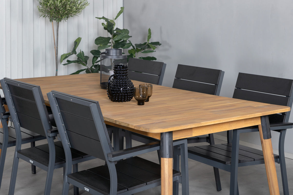Venture Design Julian & Levels Matbord 210x100 + Matstolar Svart