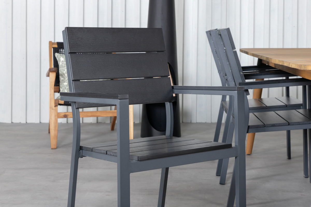 Venture Design Julian & Levels Matbord 210x100 + Matstolar Svart