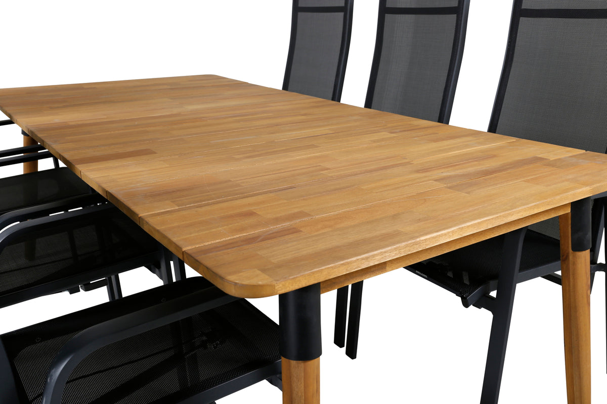 Venture Design Julian & Copacabana Matbord 210x100 + Reclinerstolar Svart