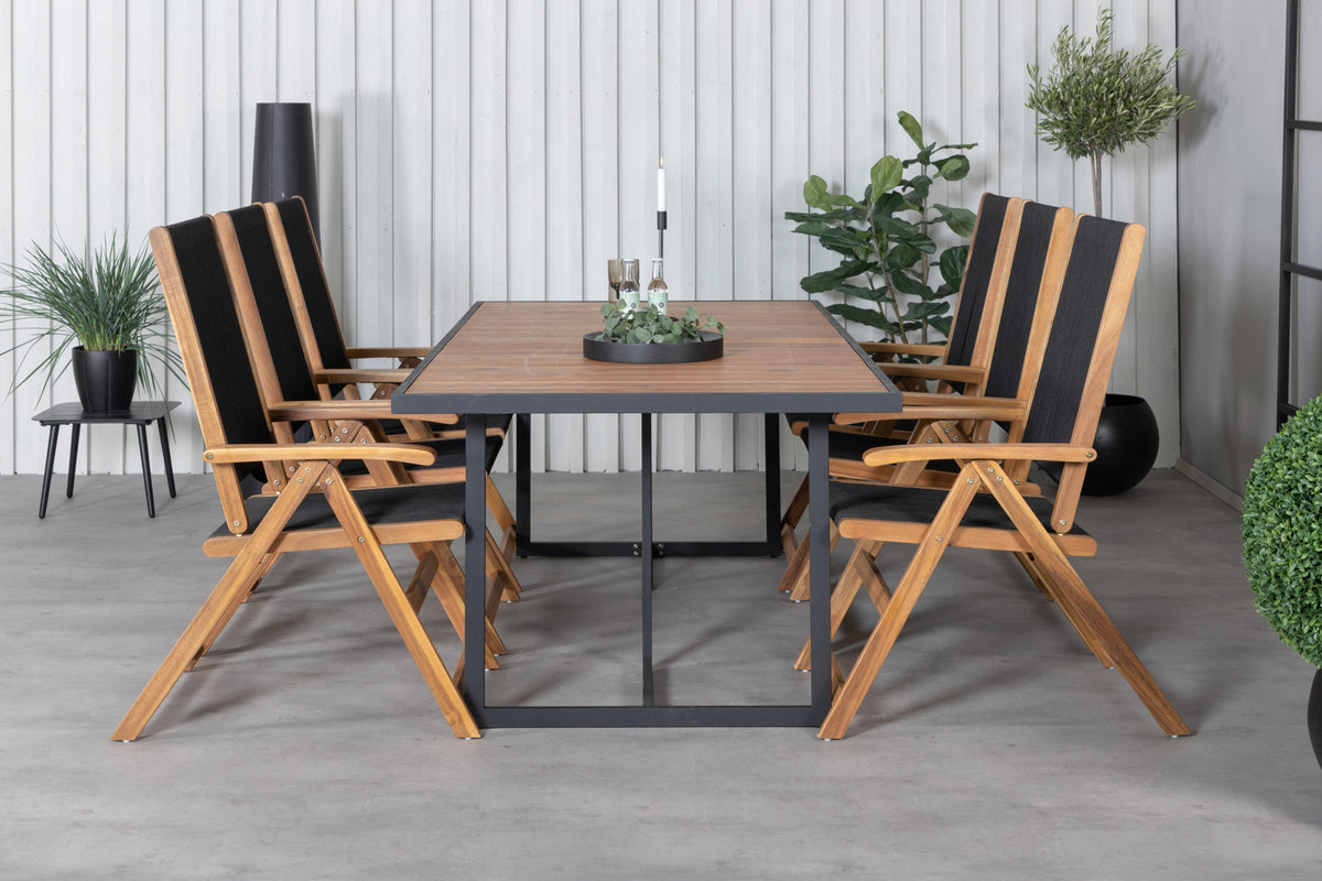 Venture Design Little John & Khung Matstolar 2-pack Svart + Rektangulära Matbord 200 x 100 Natur