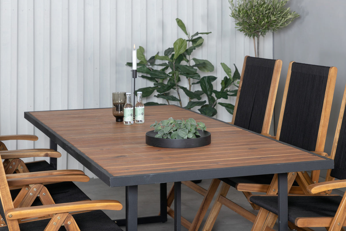 Venture Design Little John & Khung Matstolar 2-pack Svart + Rektangulära Matbord 200 x 100 Natur