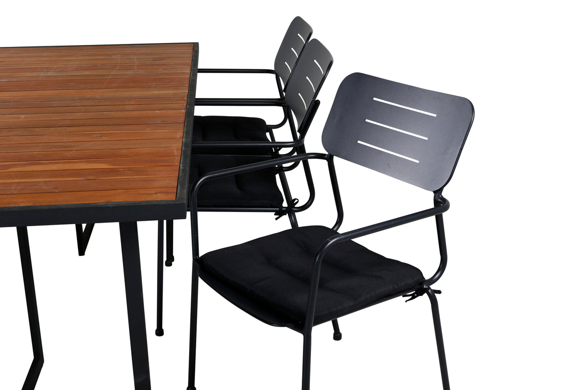 Venture Design Nicke & Khung Matstolar 2-pack Svart + Rektangulära Matbord 200 x 100 Natur