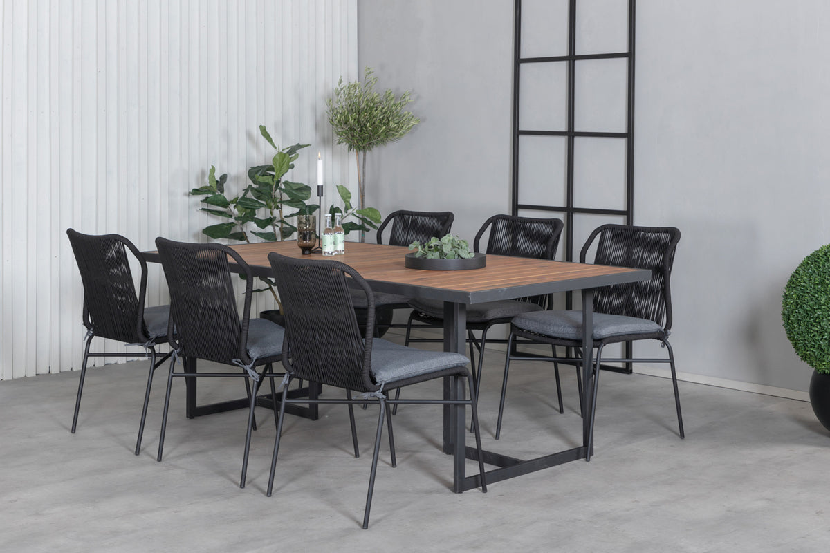 Venture Design Julian & Khung Matstolar Svart + Matbord 200x100