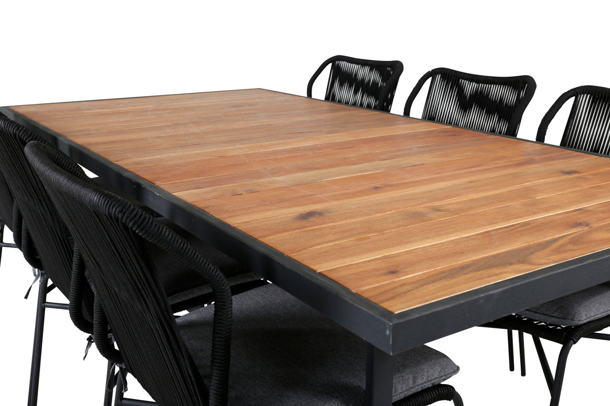 Venture Design Julian & Khung Matstolar Svart + Matbord 200x100