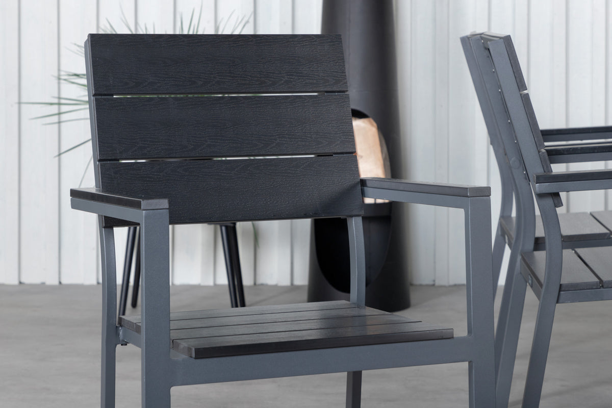 Venture Design Khung & Levels Rektangulära Matbord 200 x 100 Natur + Matstolar 2-pack Svart