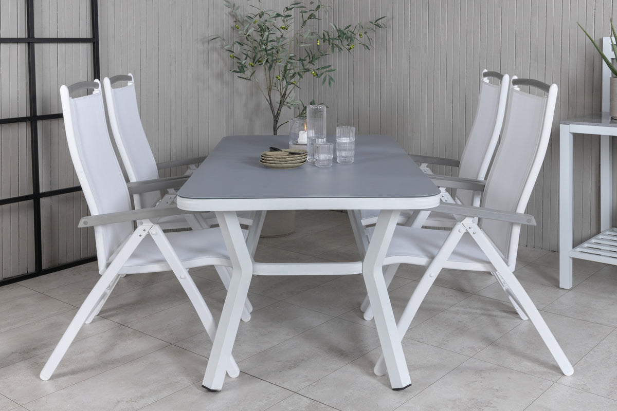 Venture Design Virya & Albany Matbord 160 x 90 + Positionsstolar Vit