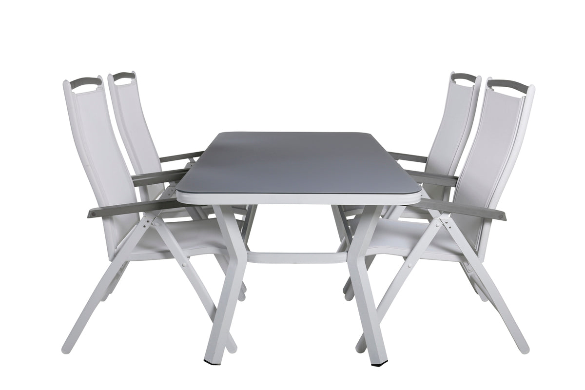 Venture Design Virya & Albany Matbord 160 x 90 + Positionsstolar Vit