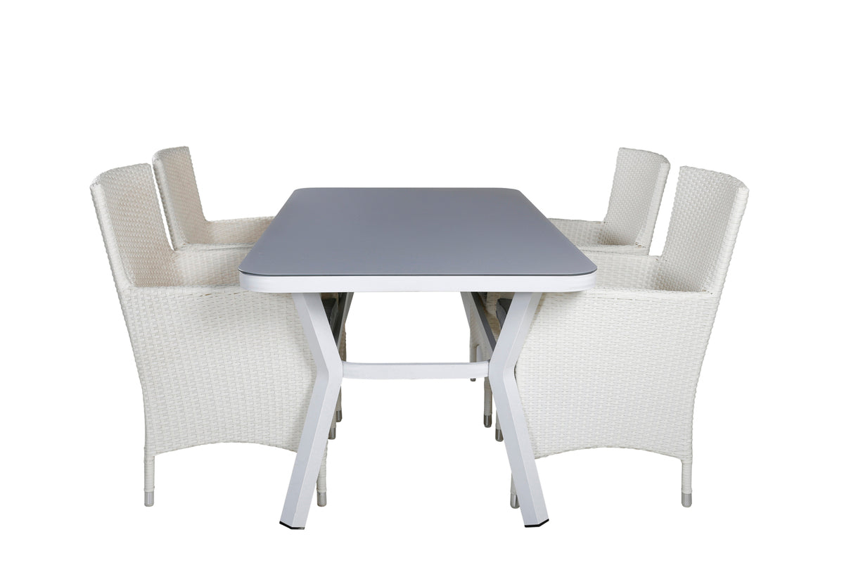 Venture Design Virya & Malin Matbord 160 x 90 + Matstolar Vit