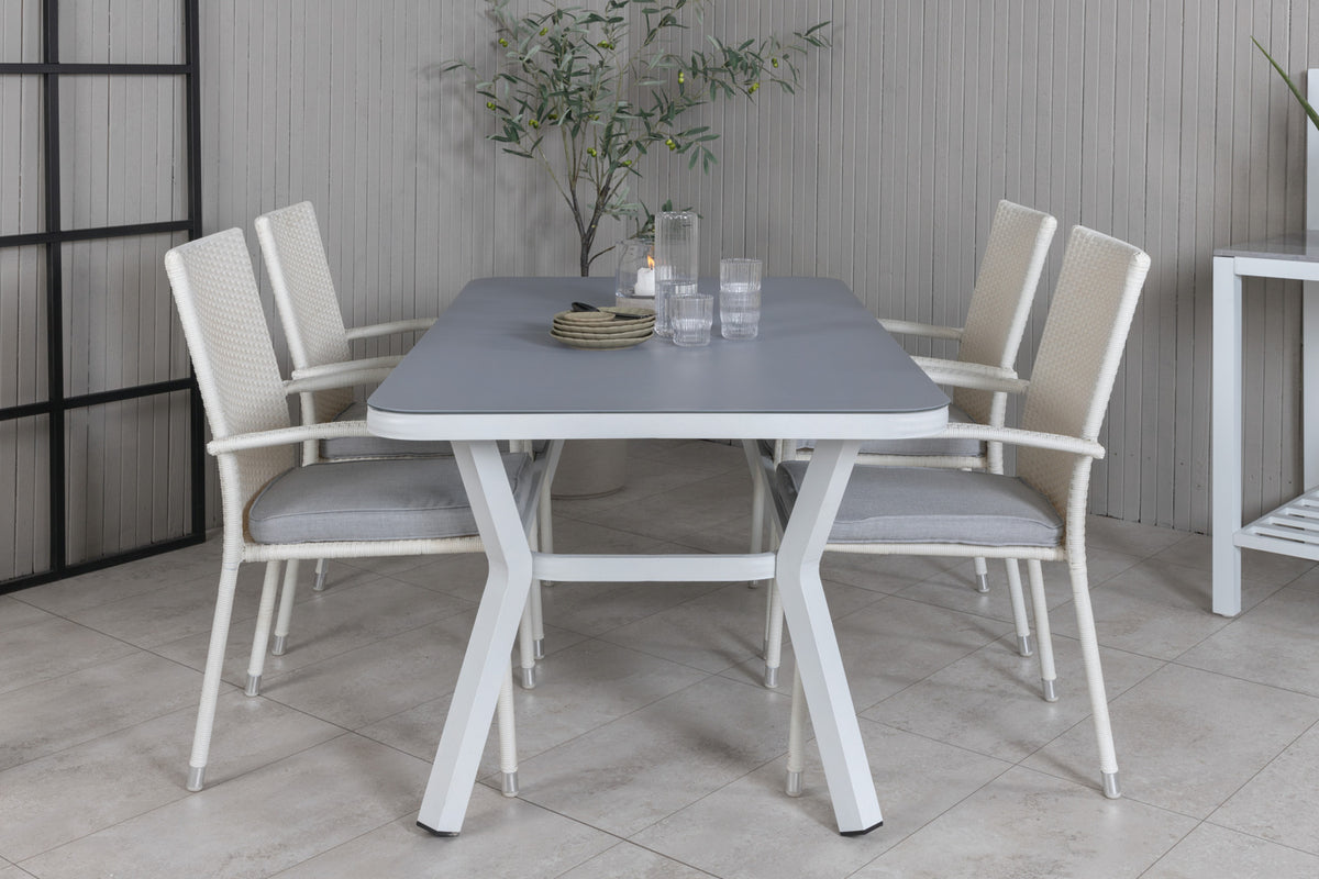 Venture Design Virya & Anna Matbord 160 x 90 + Matstolar Vit