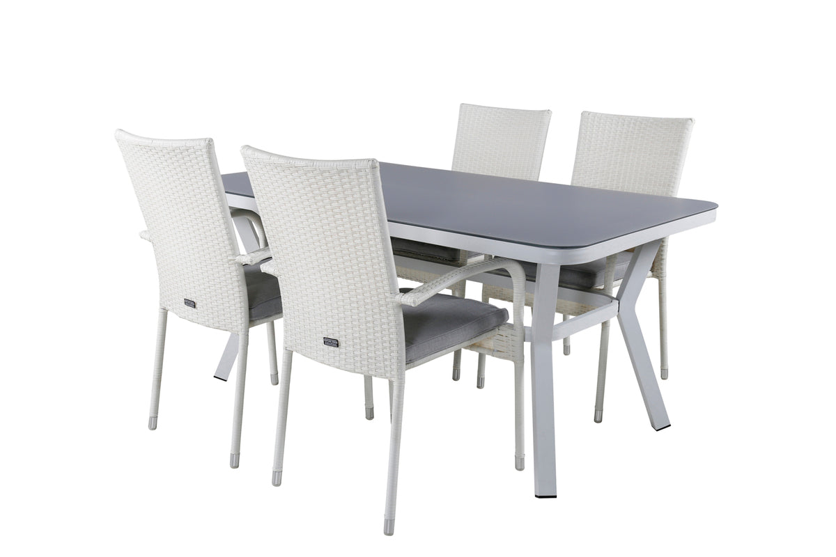 Venture Design Virya & Anna Matbord 160 x 90 + Matstolar Vit